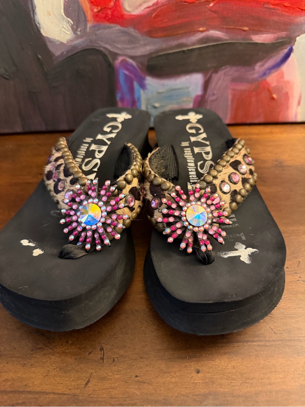 Sparkly Gypsy Soule flower Flip Flops